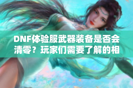 DNF体验服武器装备是否会清零？玩家们需要了解的相关信息