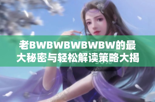 老BWBWBWBWBW的最大秘密与轻松解读策略大揭秘