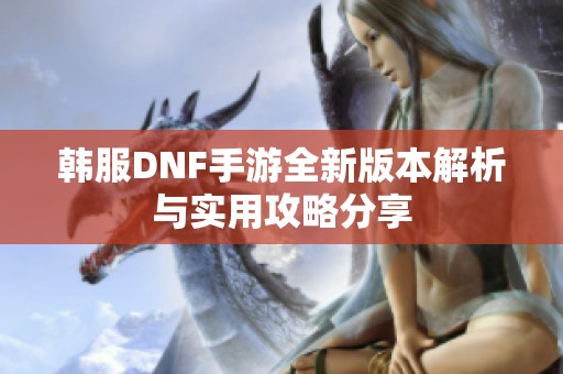 韩服DNF手游全新版本解析与实用攻略分享