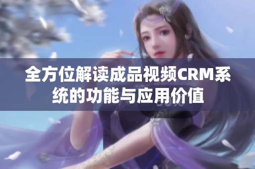 全方位解读成品视频CRM系统的功能与应用价值